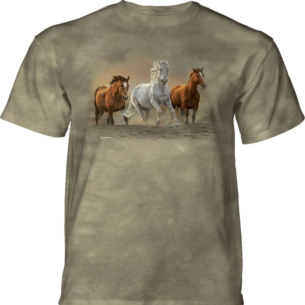 Horse On The Run Gallop Horses Equine Western Spirit Green Mountain Shirt S-3X